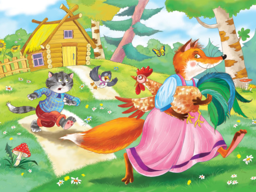 Fábula: El gato, el gallo y el zorro